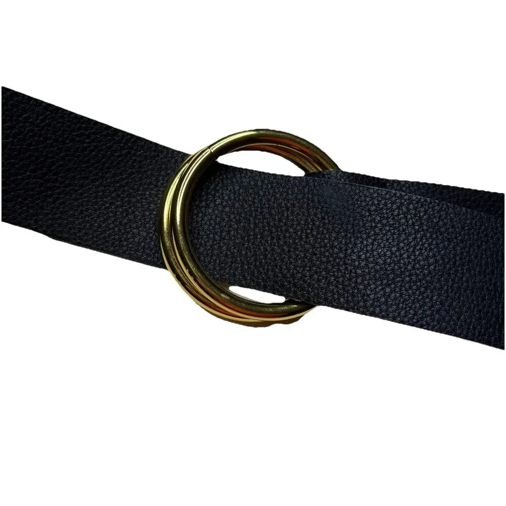 B-Low the Belt Camille Black Vegan Leather Wide Belt Size Large / XL womens